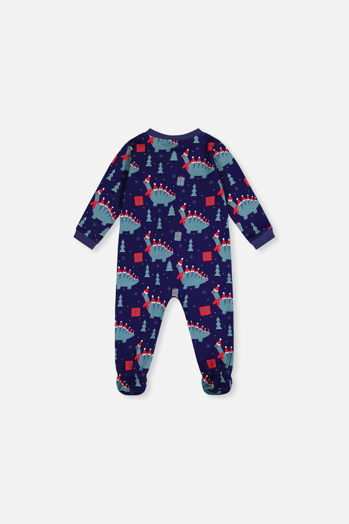 Baby Organic Cotton One Piece Pajama Blue Dinosaur Print - Image 2