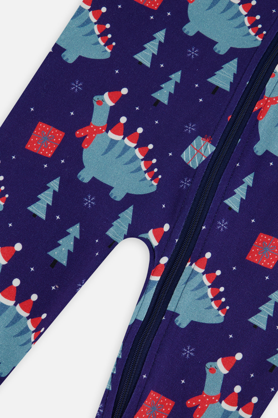 Baby Organic Cotton One Piece Pajama Blue Dinosaur Print - Image 3