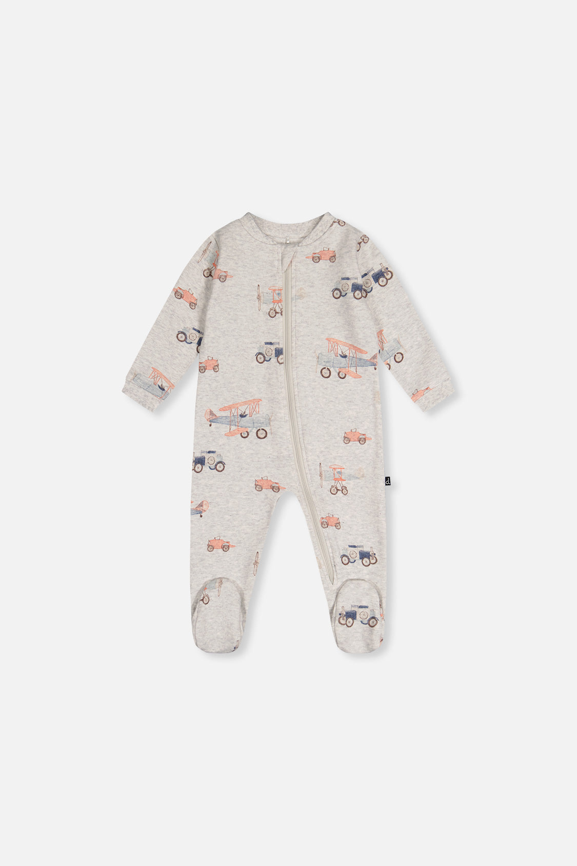 Baby Organic Cotton One Piece Pajama Beige Airplane Print - Image 4