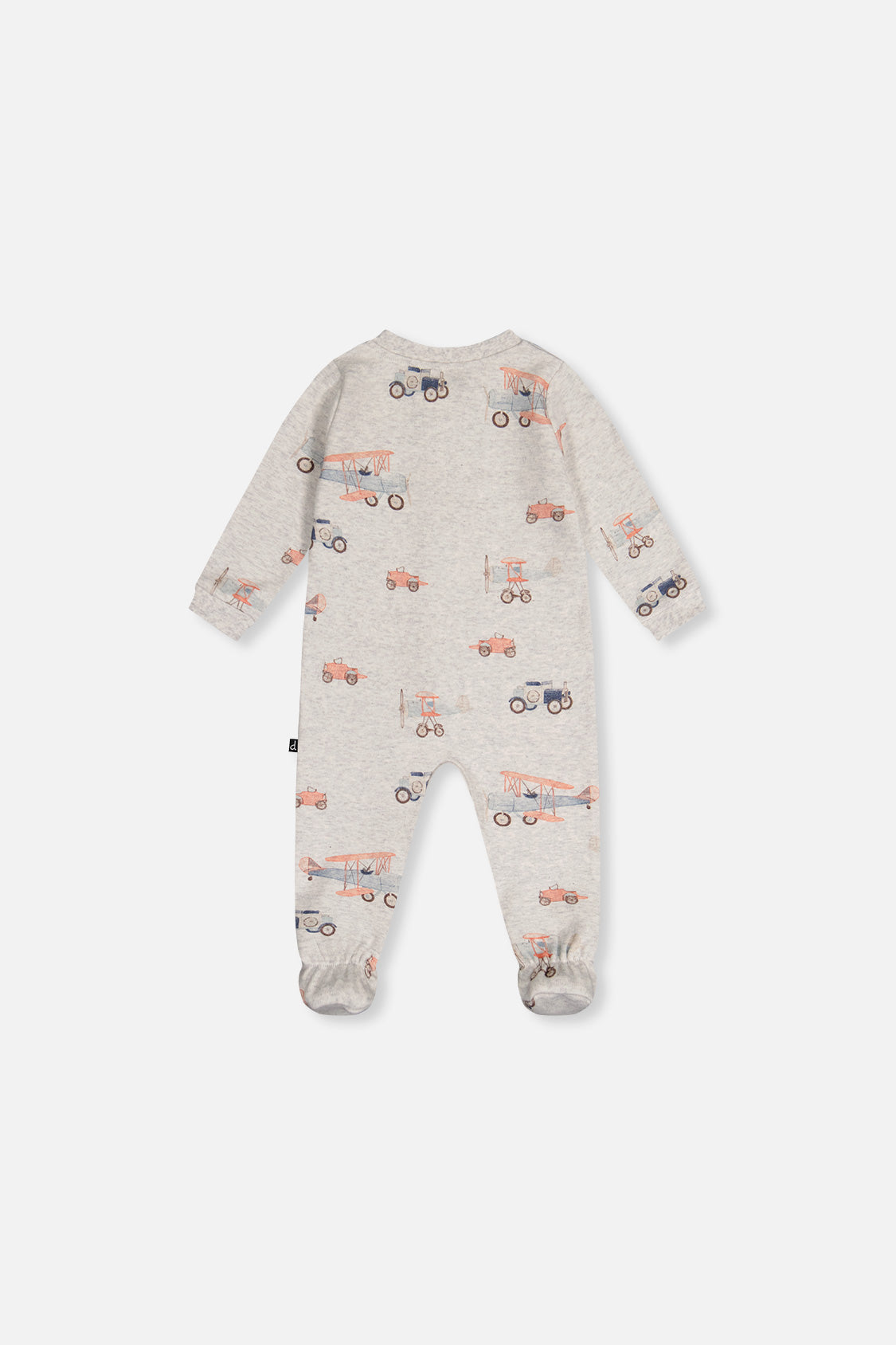 Baby Organic Cotton One Piece Pajama Beige Airplane Print - Image 2