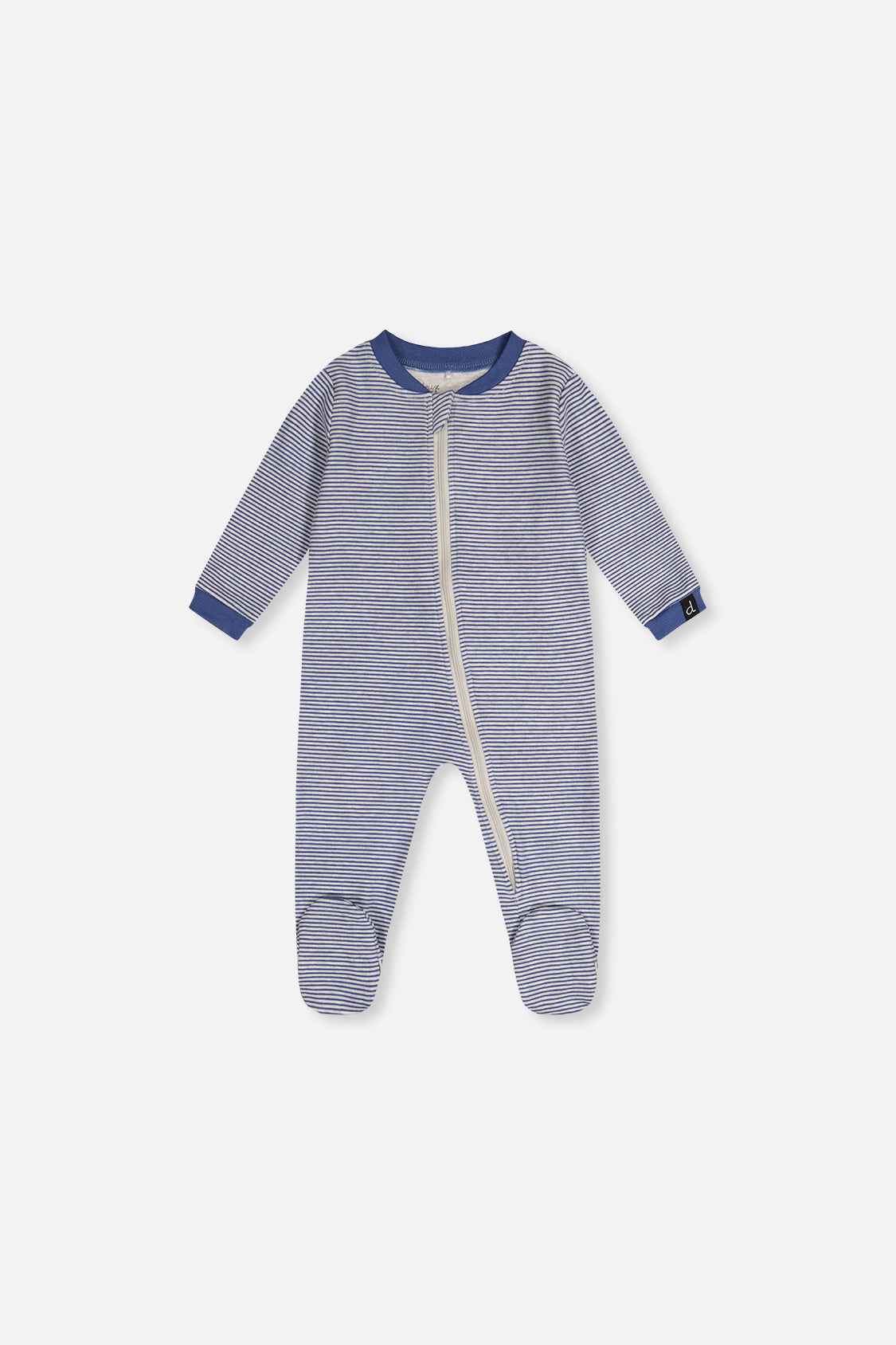Baby Organic Cotton One Piece Pajama Blue Stripe Print - Image 5