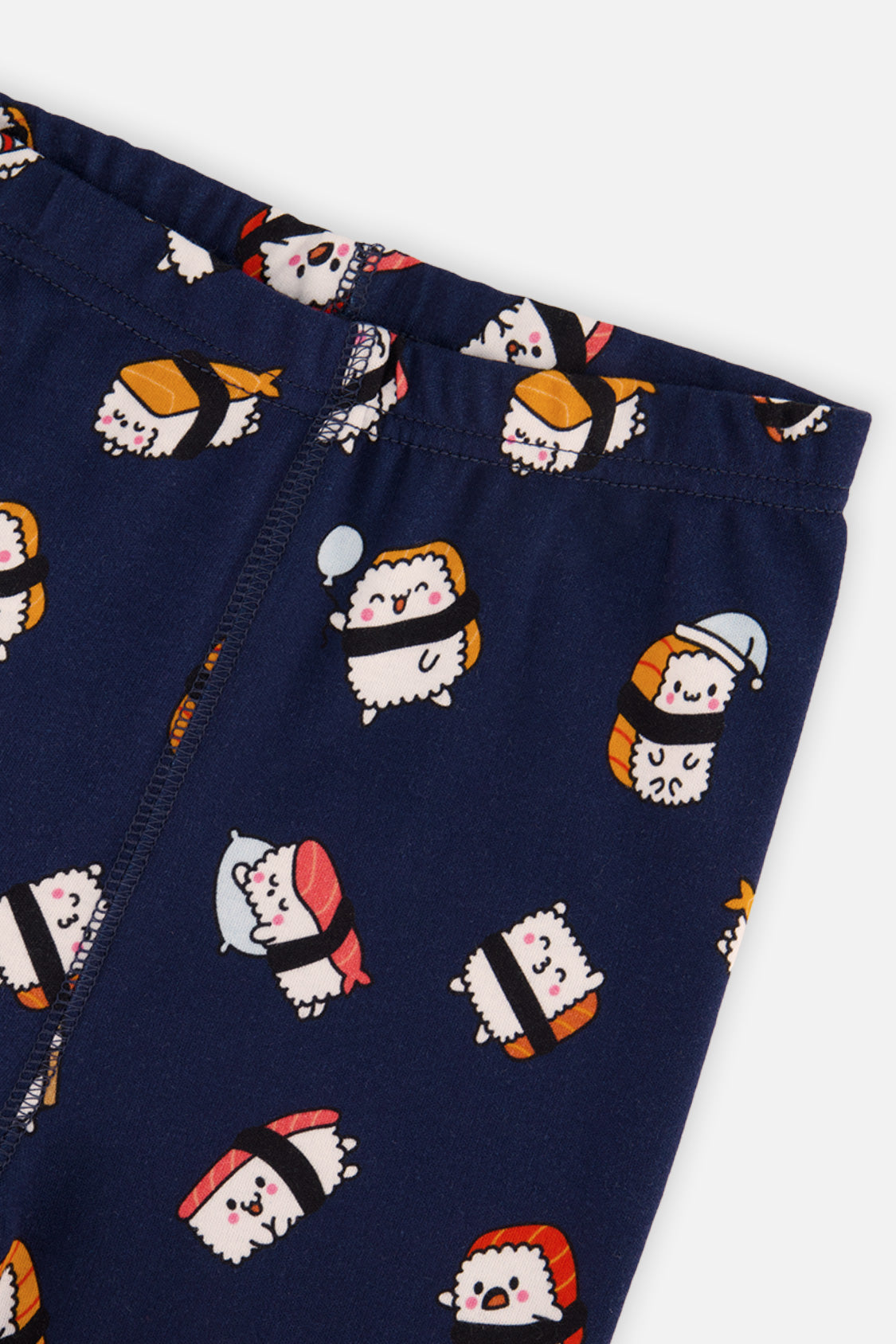 Organic Cotton Two Piece Pajama Set Blue Sushi Print - Image 4