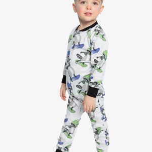 Organic Cotton One Piece Pajama Beige Raccoon Print - Image 3