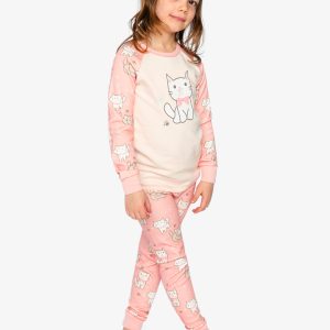 Alternative view of Organic Cotton Two Piece Pajama Set Pink Cat Print
