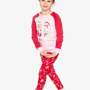 Organic Cotton Two Piece Pajama Set Red Gingerbread Print - Image 2
