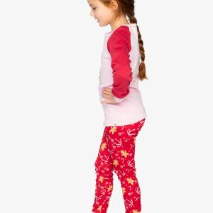 Organic Cotton Two Piece Pajama Set Red Gingerbread Print - Image 3