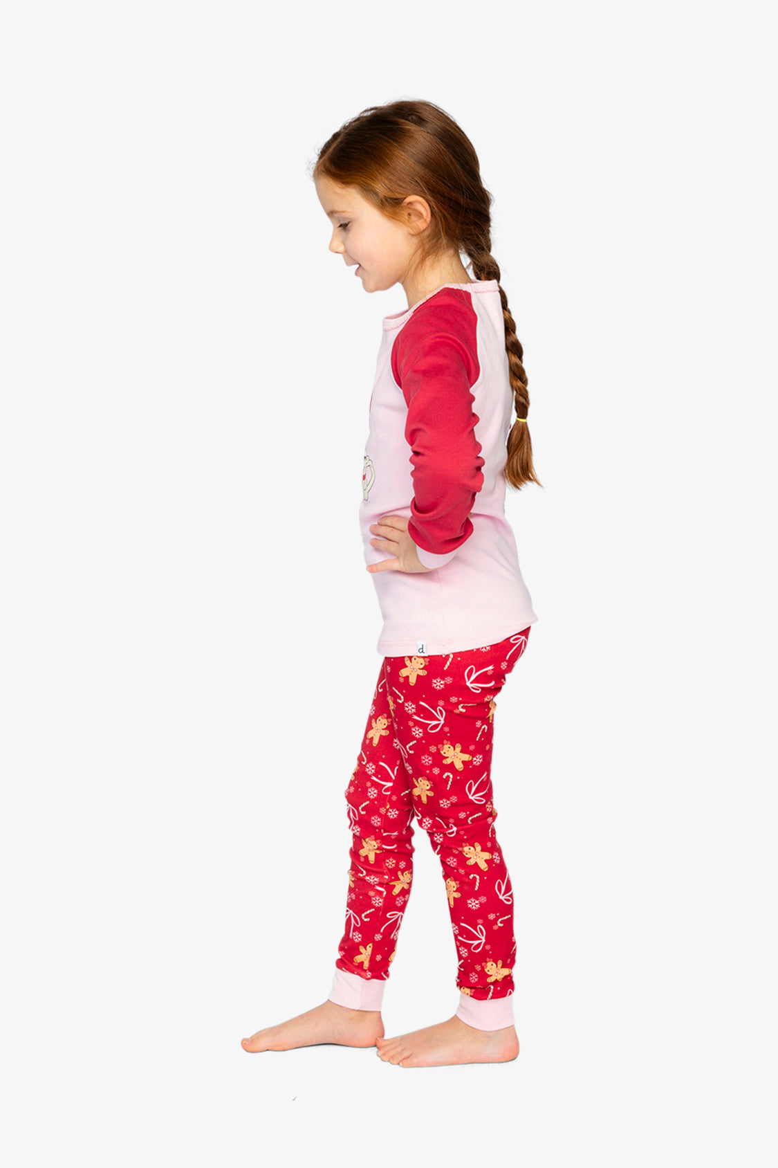Organic Cotton Two Piece Pajama Set Red Gingerbread Print - Image 3