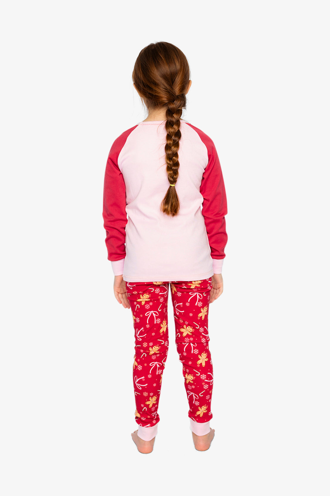 Organic Cotton Two Piece Pajama Set Red Gingerbread Print - Image 4