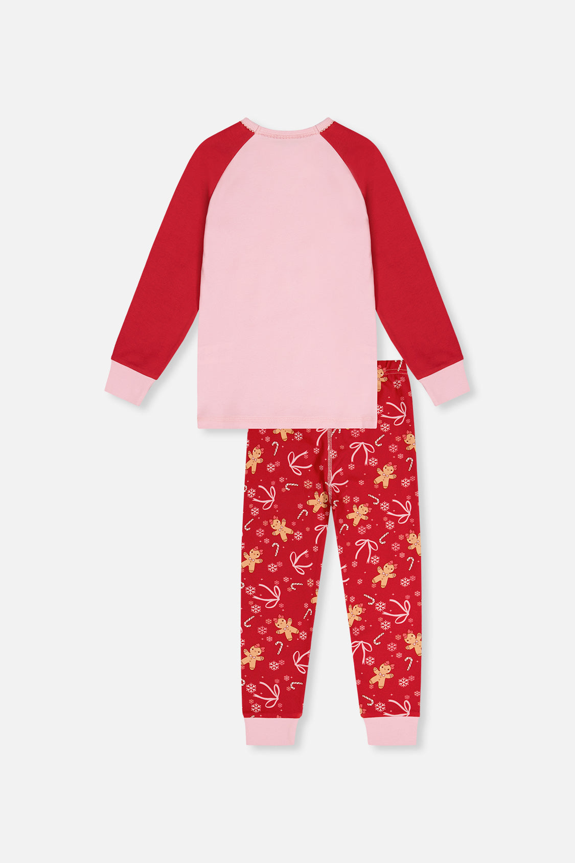 Organic Cotton Two Piece Pajama Set Red Gingerbread Print - Image 5