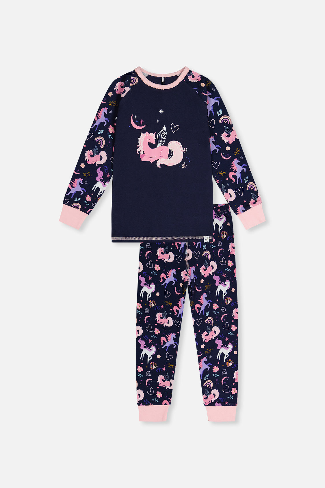 Organic Cotton Two Piece Pajama Set Purple Unicorn Print - Image 10