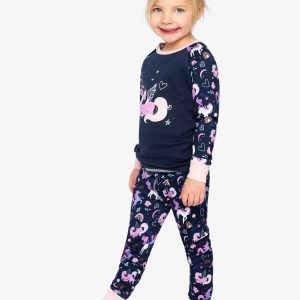 Organic Cotton Two Piece Pajama Set Purple Unicorn Print - Image 3