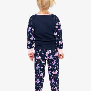 Organic Cotton Two Piece Pajama Set Purple Unicorn Print - Image 4