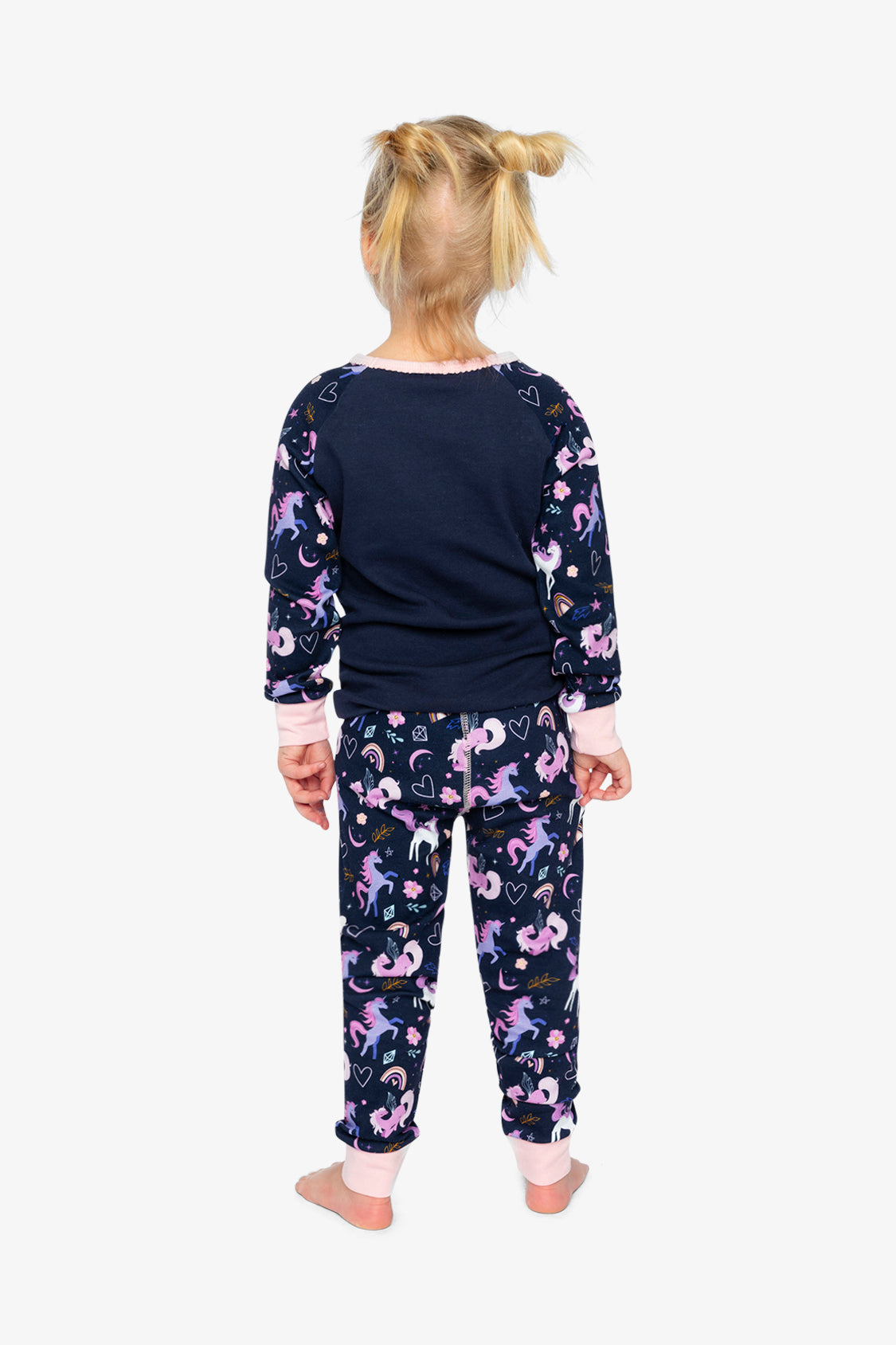 Organic Cotton Two Piece Pajama Set Purple Unicorn Print - Image 4