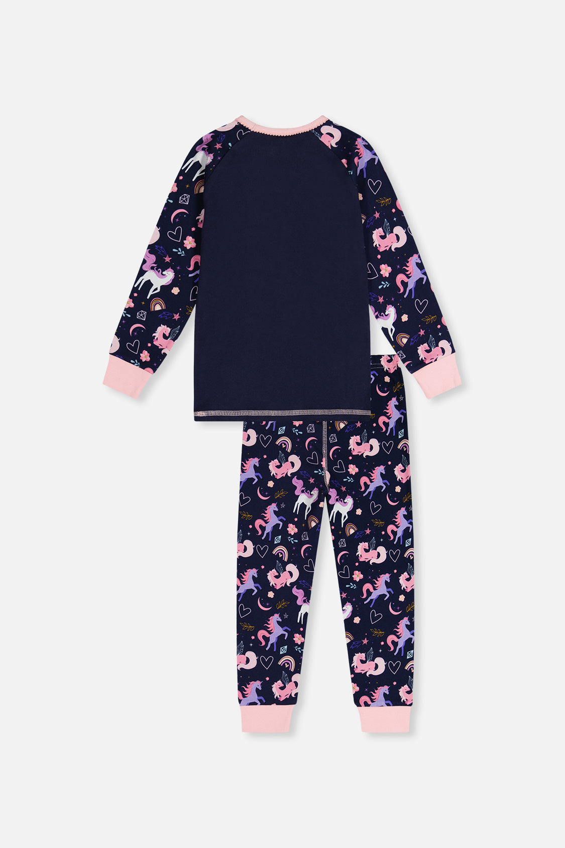 Organic Cotton Two Piece Pajama Set Purple Unicorn Print - Image 5