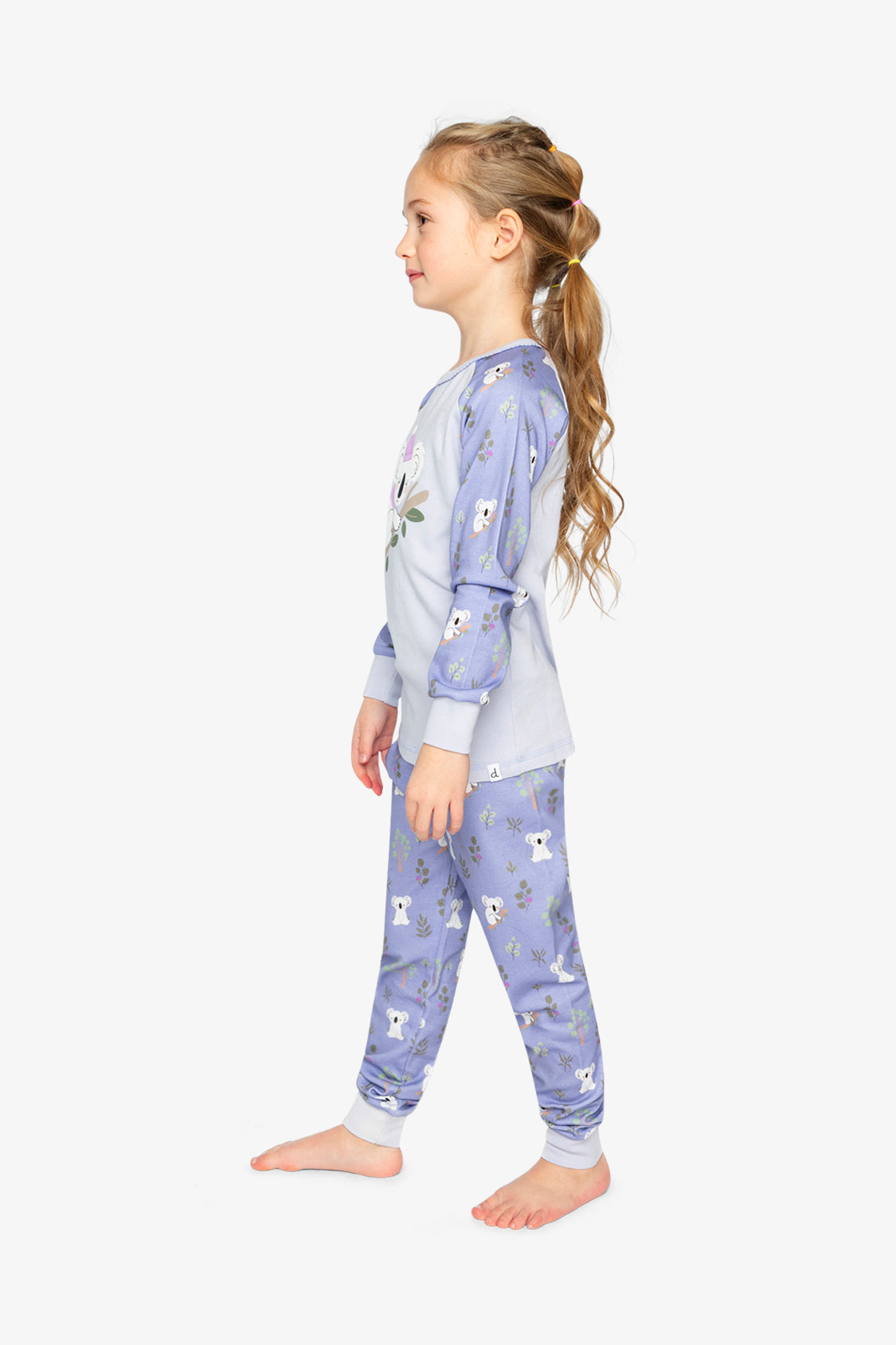 Organic Cotton Two Piece Pajama Set Purple Koala Print - Image 3
