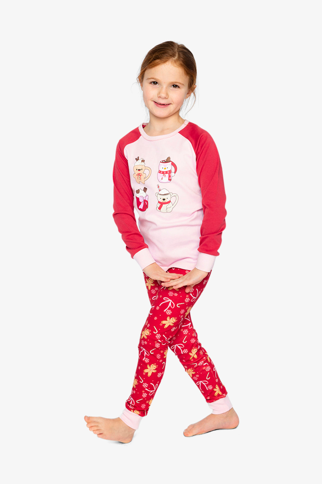 Organic Cotton Two Piece Pajama Set Red Gingerbread Print - Image 2