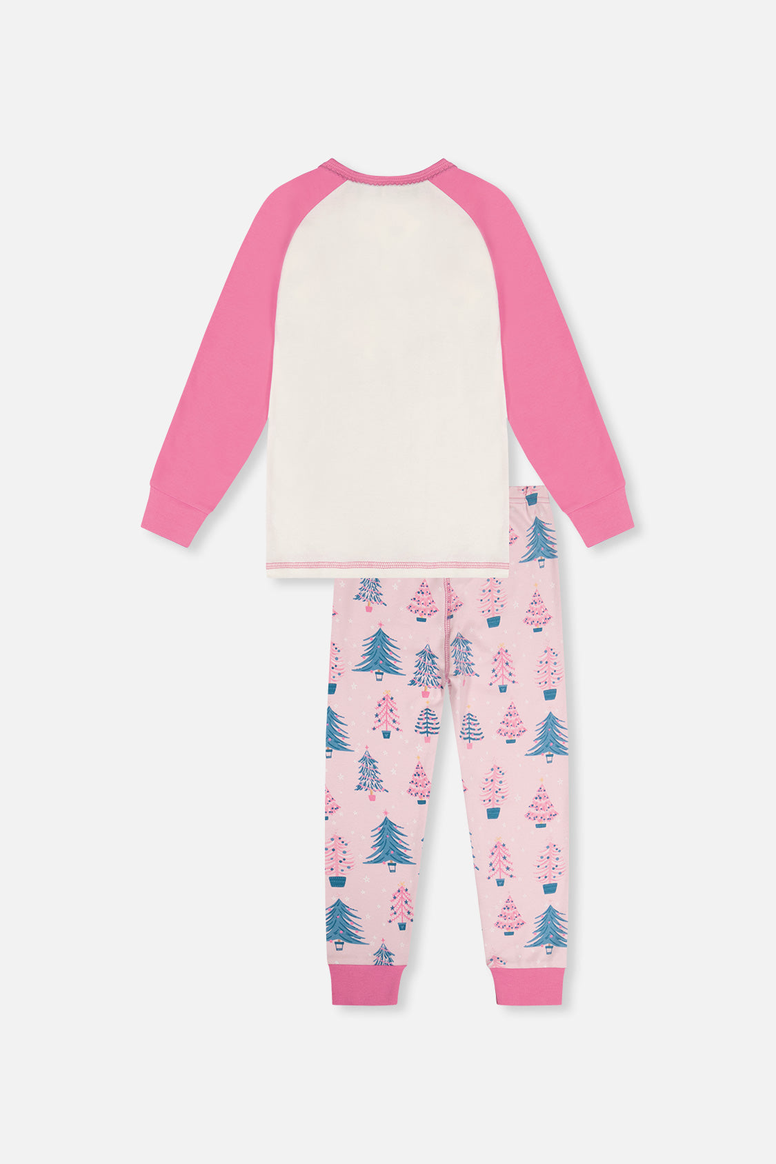Organic Cotton Two Piece Pajama Set Pink Tree Print - Image 5