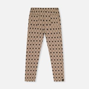 Treggings Beige Bow Tie Print