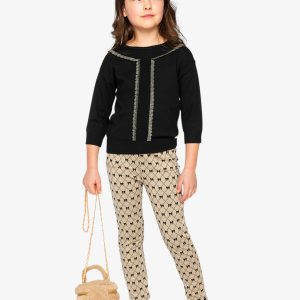 Treggings Beige Bow Tie Print - Image 5