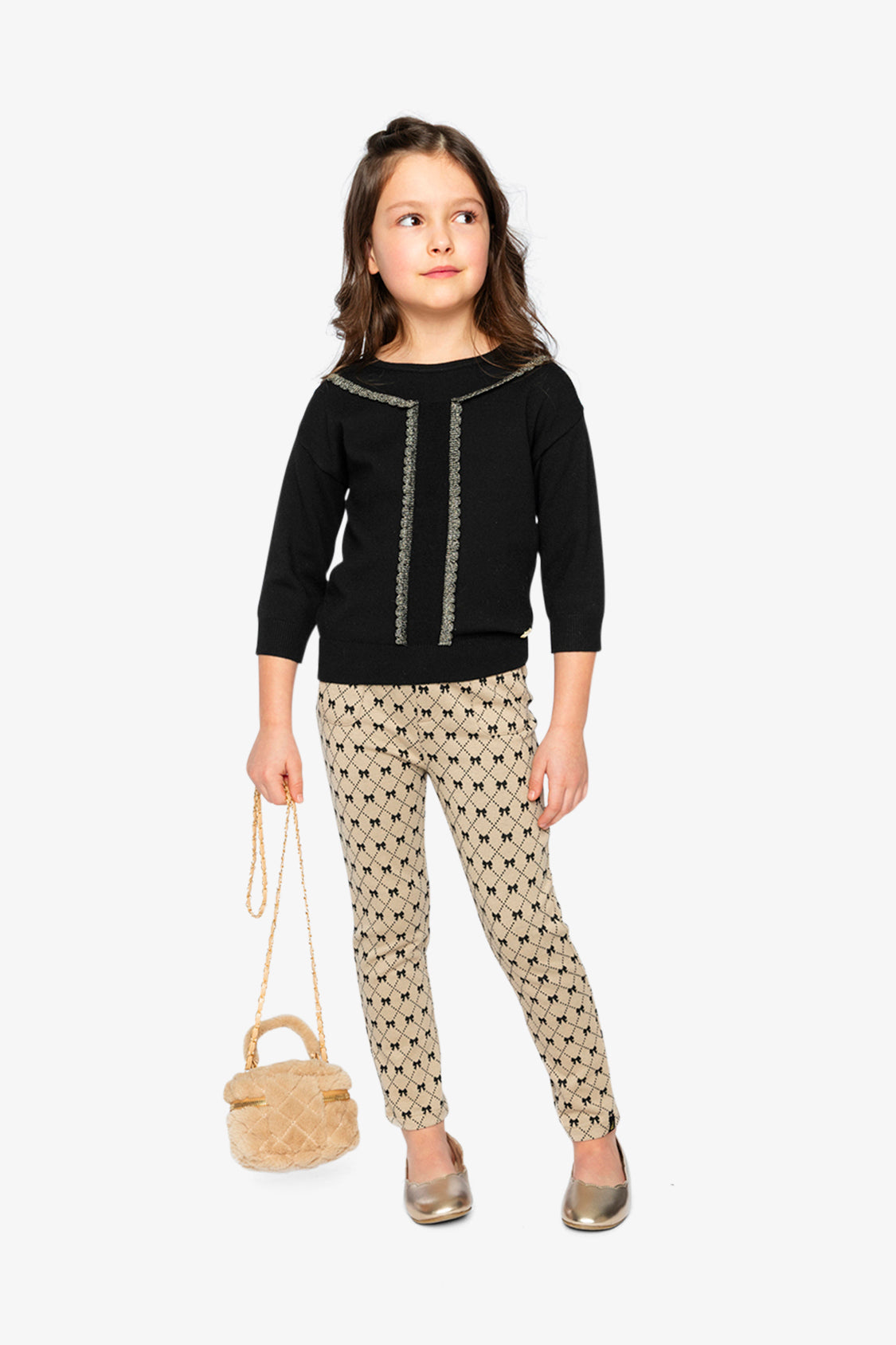 Treggings Beige Bow Tie Print - Image 5