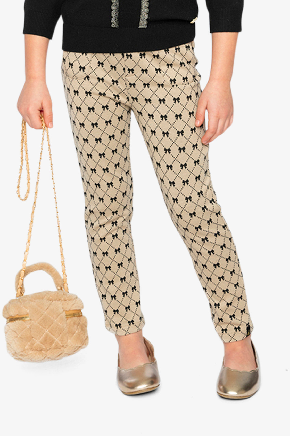 Treggings Beige Bow Tie Print - Image 2