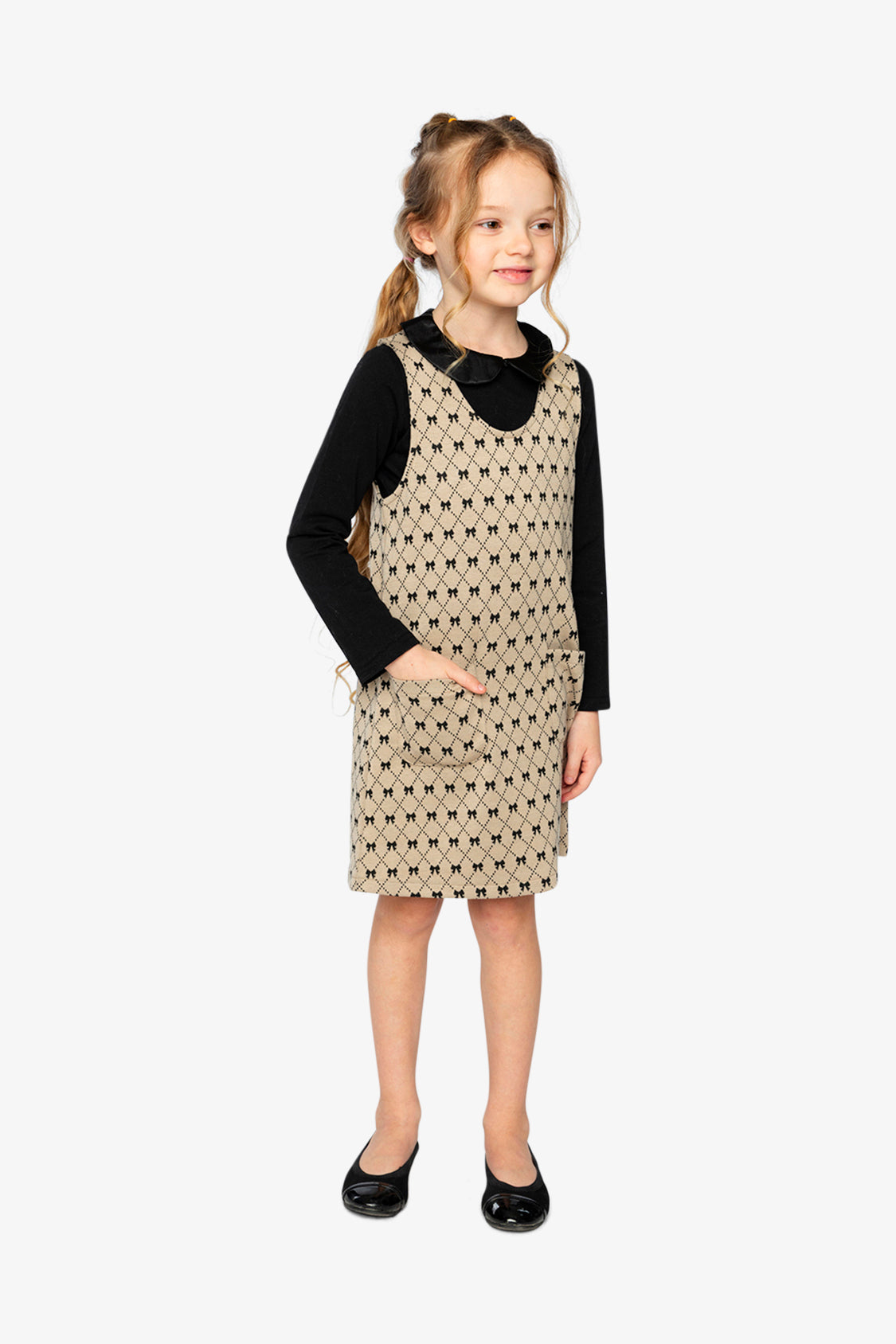 Jumper Beige Bow Tie Print - Image 2