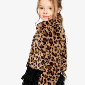 Faux Fur Jacket Brown Leopard Print - Image 4