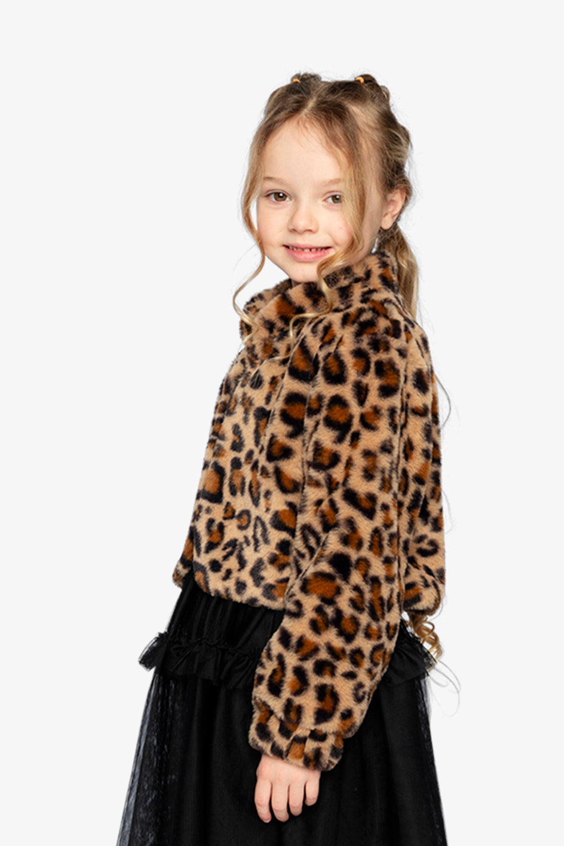 Faux Fur Jacket Brown Leopard Print - Image 4