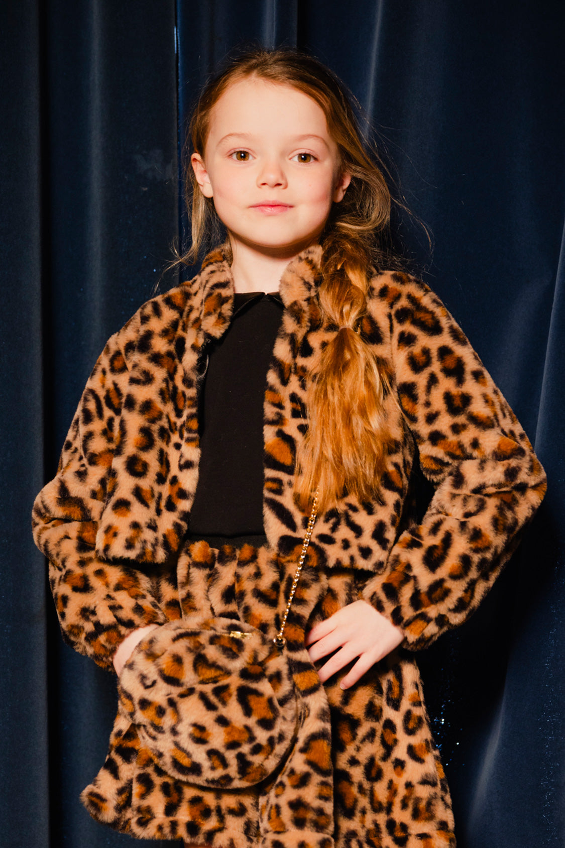 Faux Fur Jacket Brown Leopard Print - Image 2