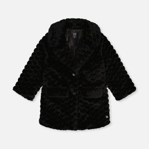 Faux Fur Long Coat Black