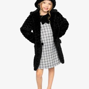 Faux Fur Long Coat Black - Image 3