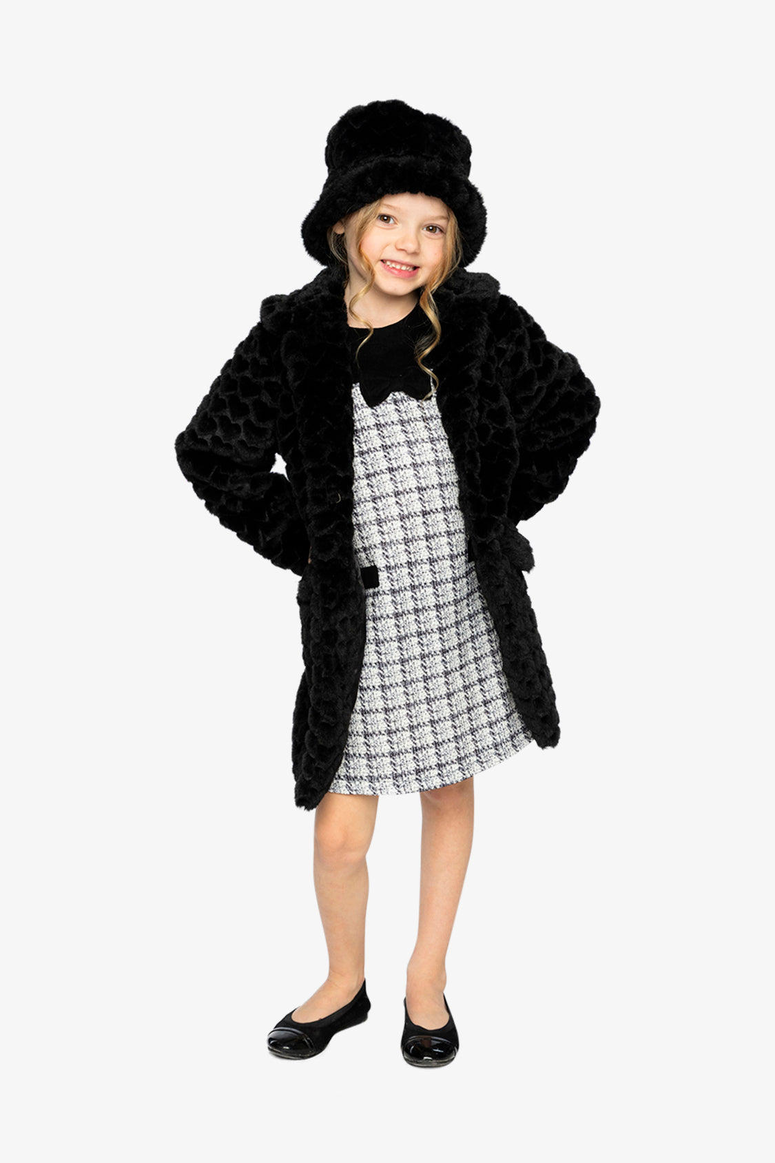 Faux Fur Long Coat Black - Image 3