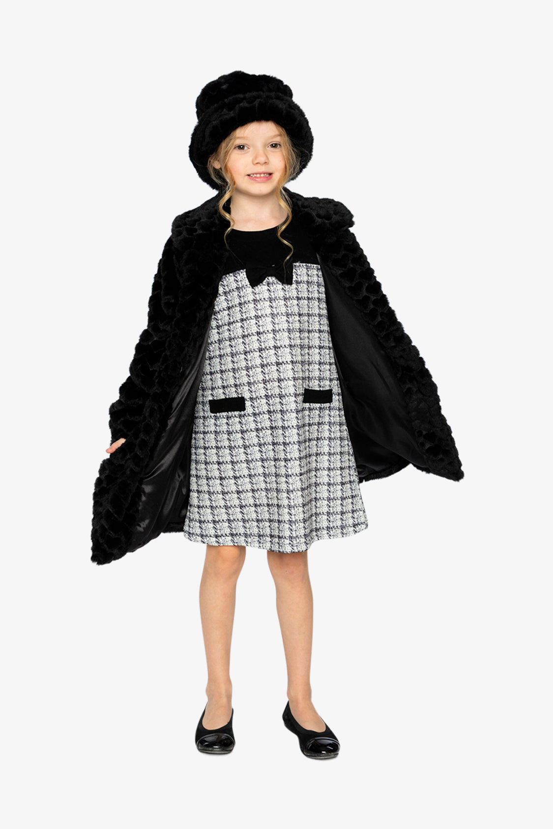 Faux Fur Long Coat Black - Image 4