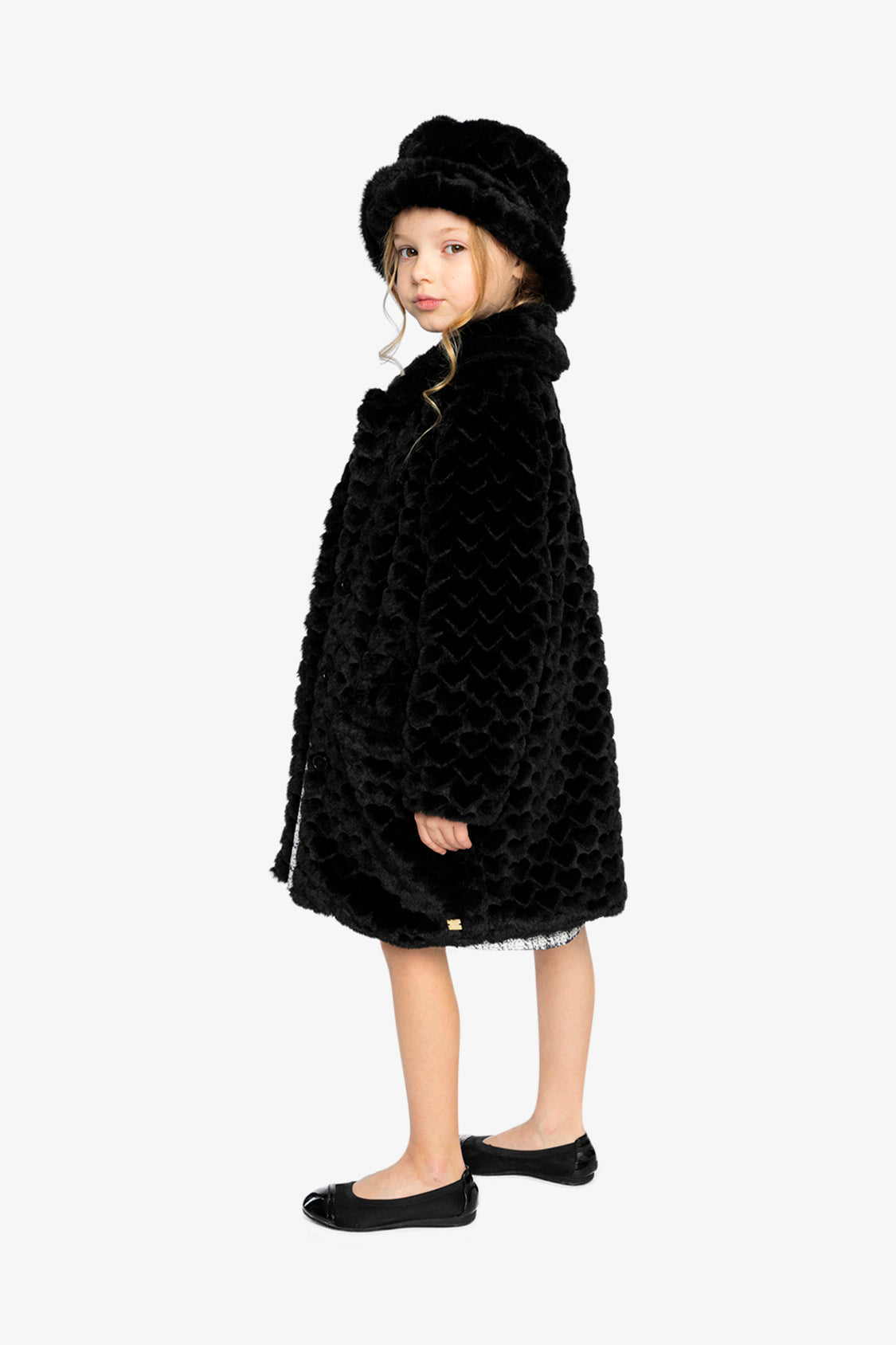 Faux Fur Long Coat Black - Image 5