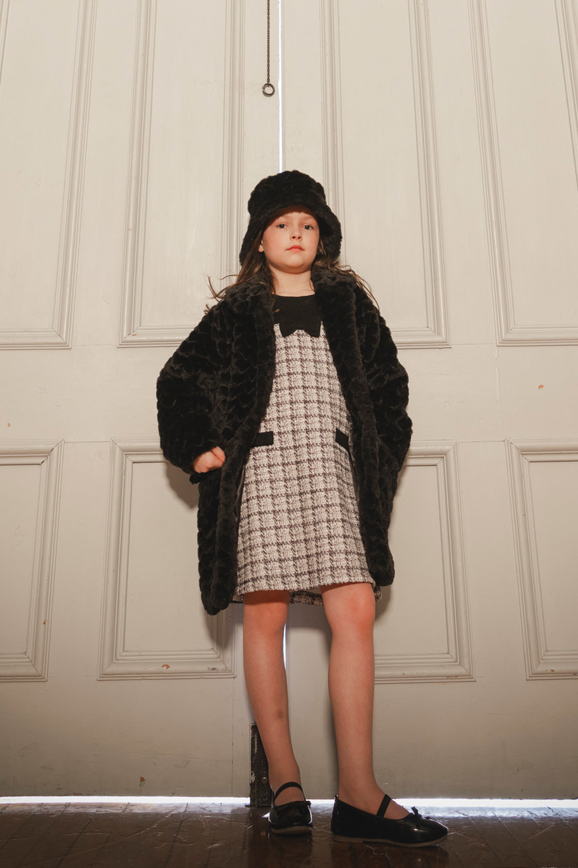 Faux Fur Long Coat Black - Image 2