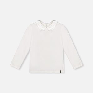 Organic Cotton T-Shirt With Peter Pan Collar Off-White