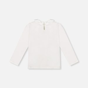 Organic Cotton T-Shirt With Peter Pan Collar Off-White - Image 2