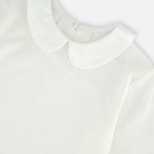 Organic Cotton T-Shirt With Peter Pan Collar Off-White - Image 3
