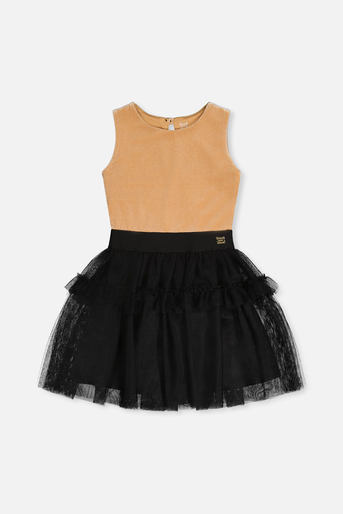 Bi-Material Sleeveless Dress Beige And Black - Image 10