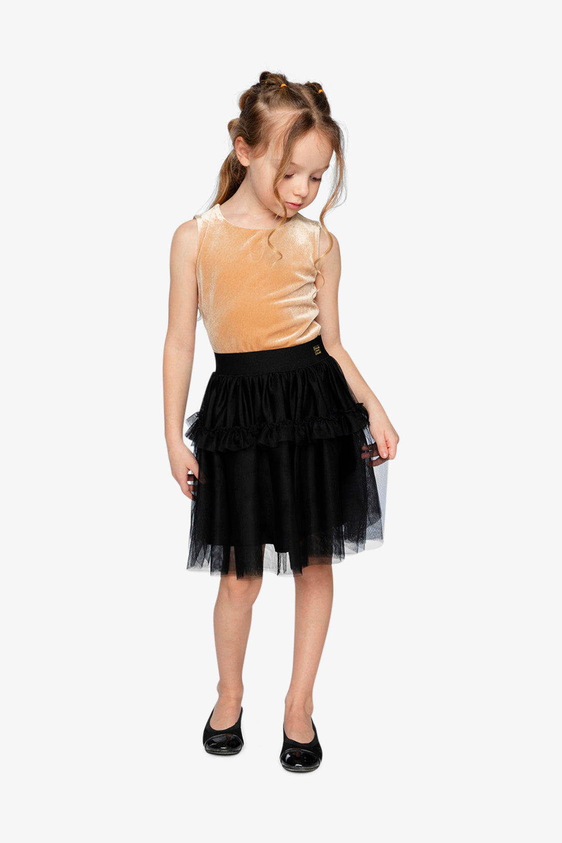 Bi-Material Sleeveless Dress Beige And Black - Image 2