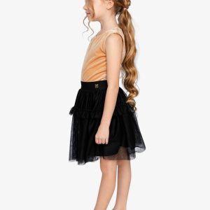 Bi-Material Sleeveless Dress Beige And Black - Image 3
