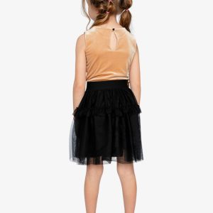 Bi-Material Sleeveless Dress Beige And Black - Image 4