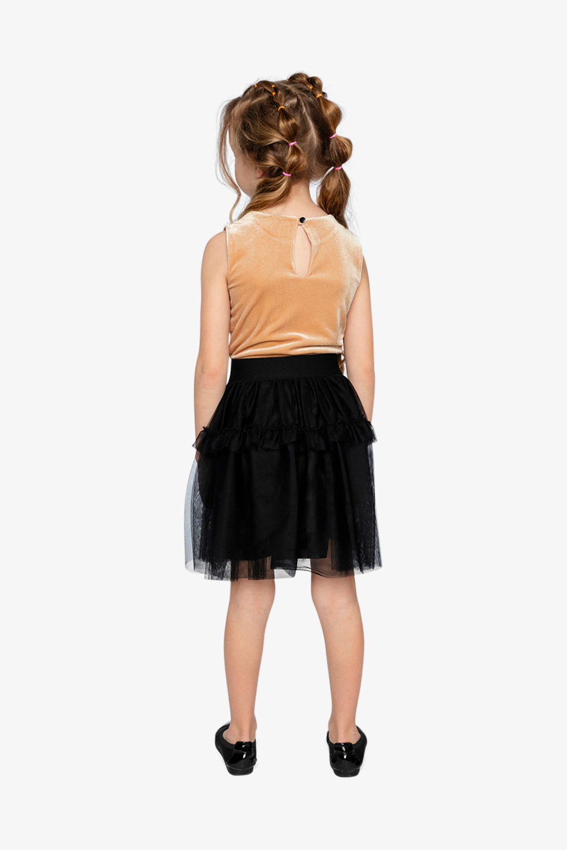 Bi-Material Sleeveless Dress Beige And Black - Image 4