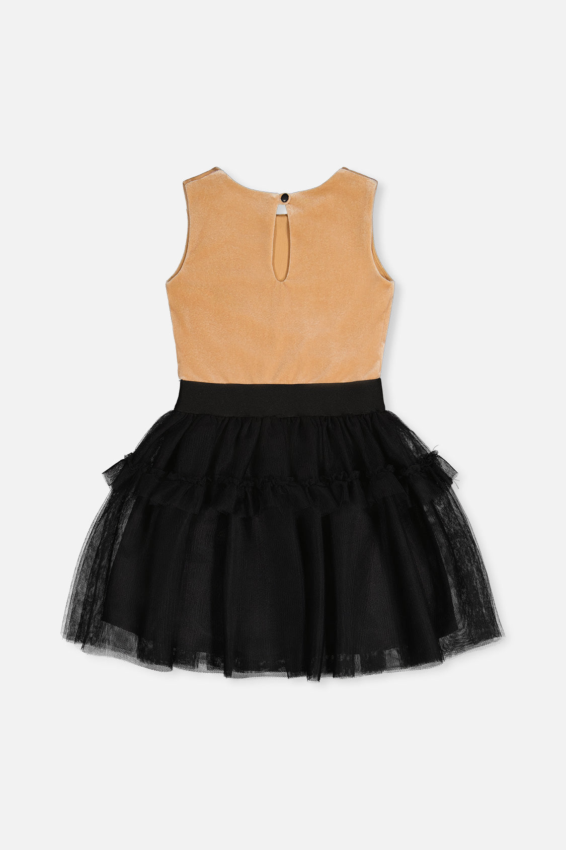 Bi-Material Sleeveless Dress Beige And Black - Image 5