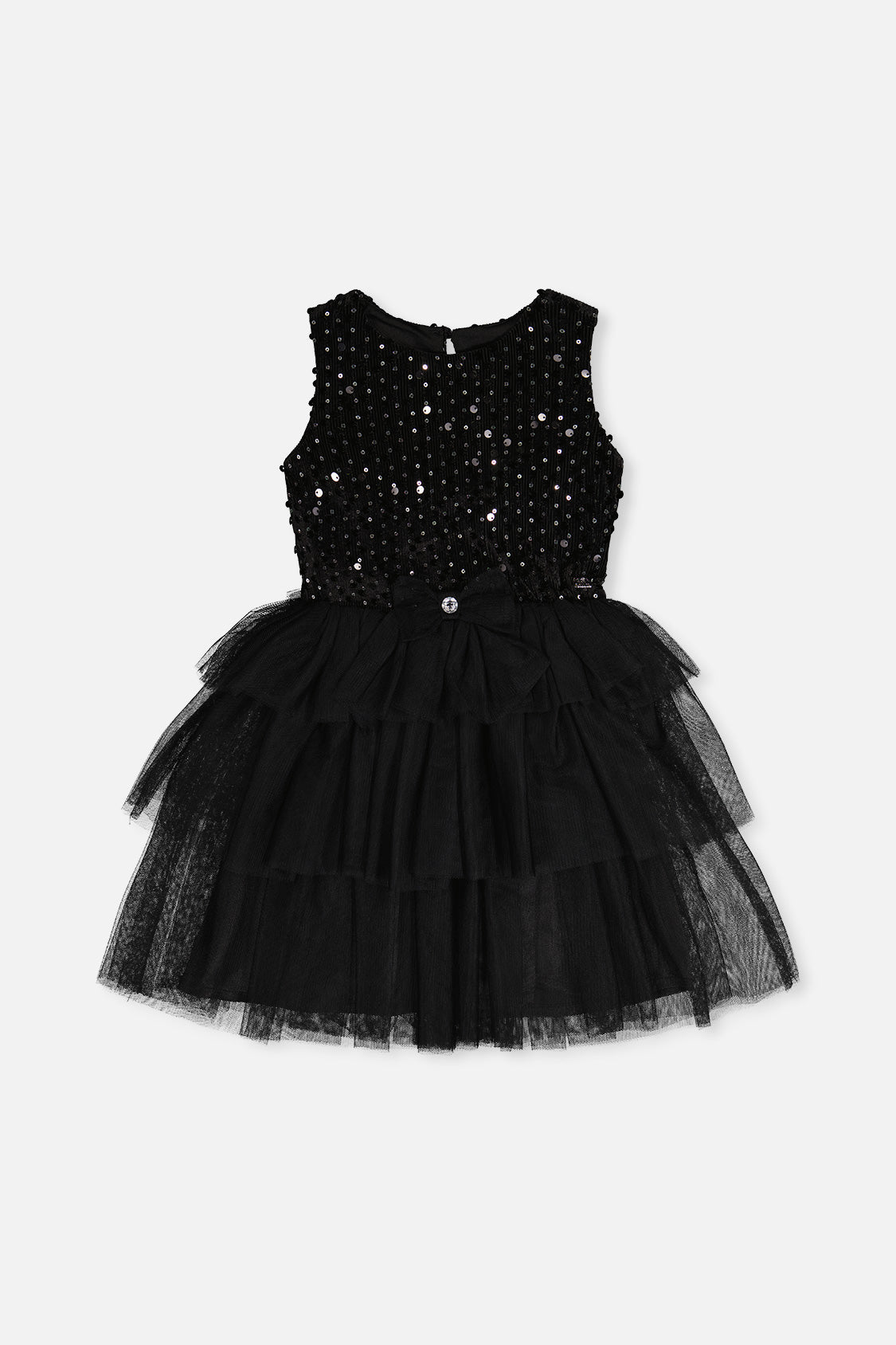 Bi-Material Sleeveless Dress Black - Image 14