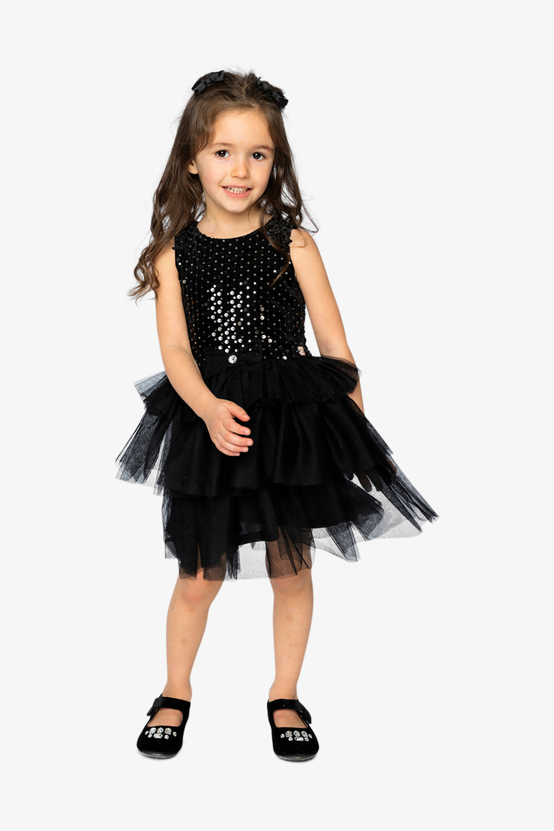 Bi-Material Sleeveless Dress Black - Image 3