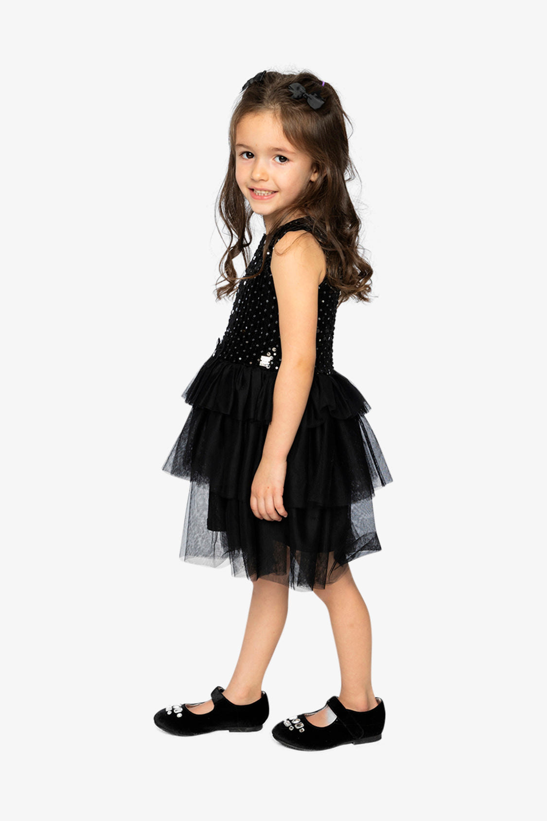 Bi-Material Sleeveless Dress Black - Image 4