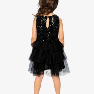 Bi-Material Sleeveless Dress Black - Image 5