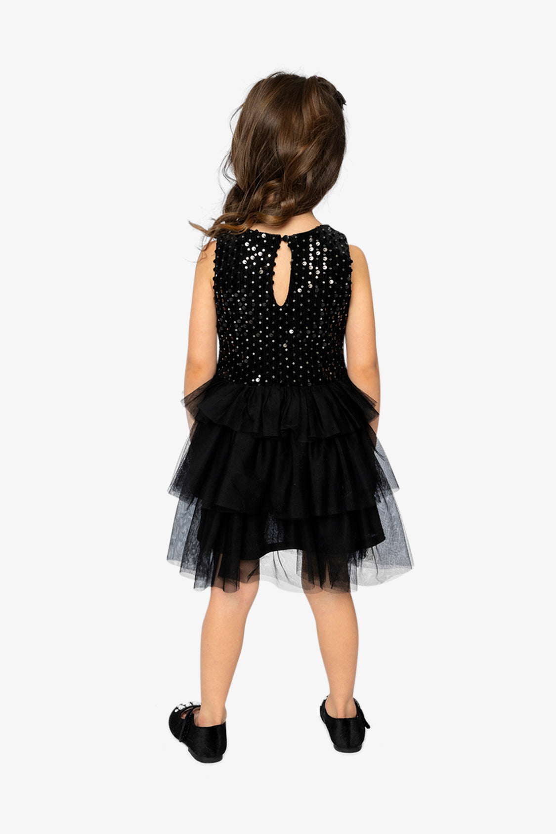 Bi-Material Sleeveless Dress Black - Image 5