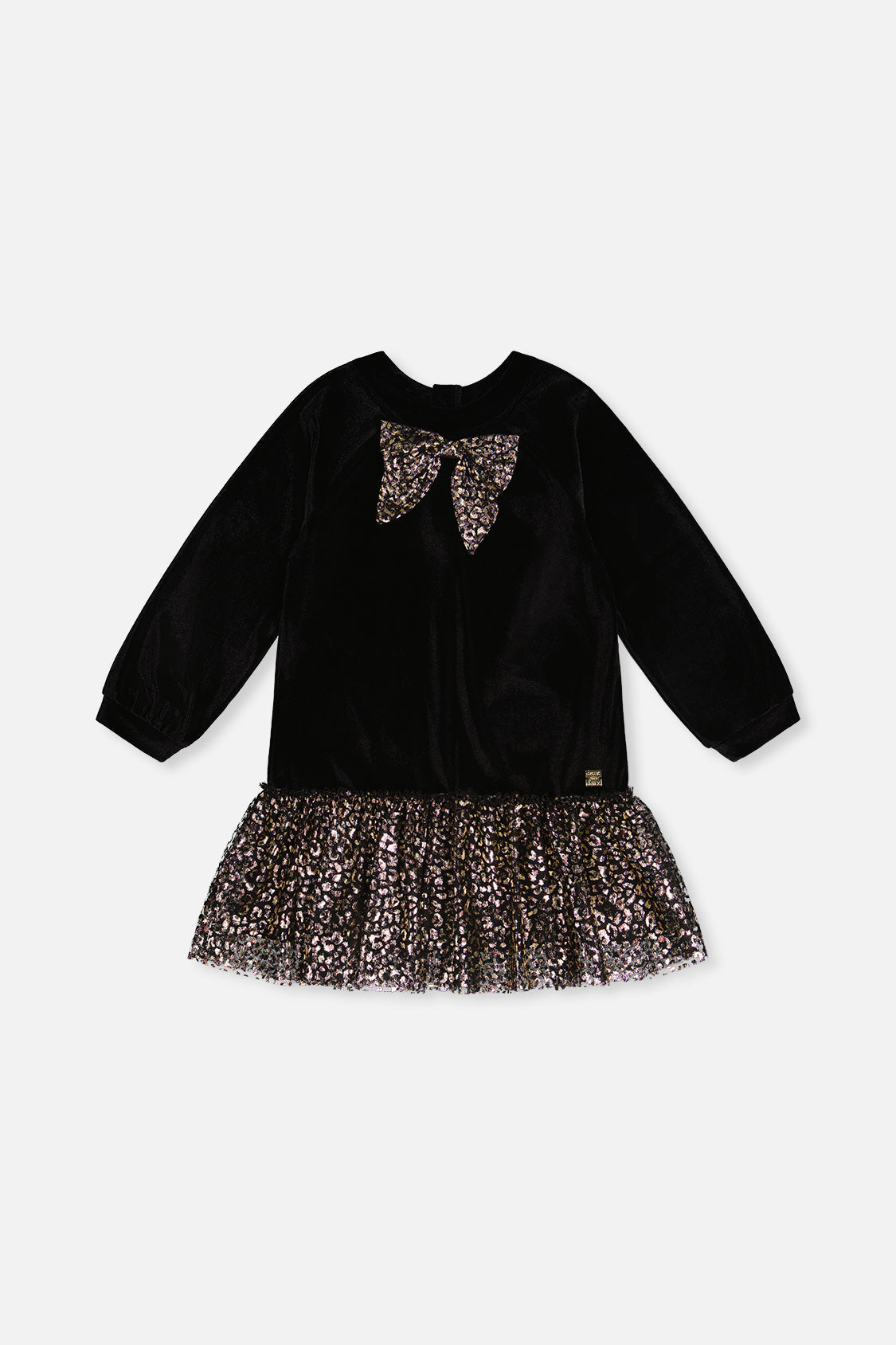 Bi-Material Raglan Sleeves Dress Black And Gold - Image 6